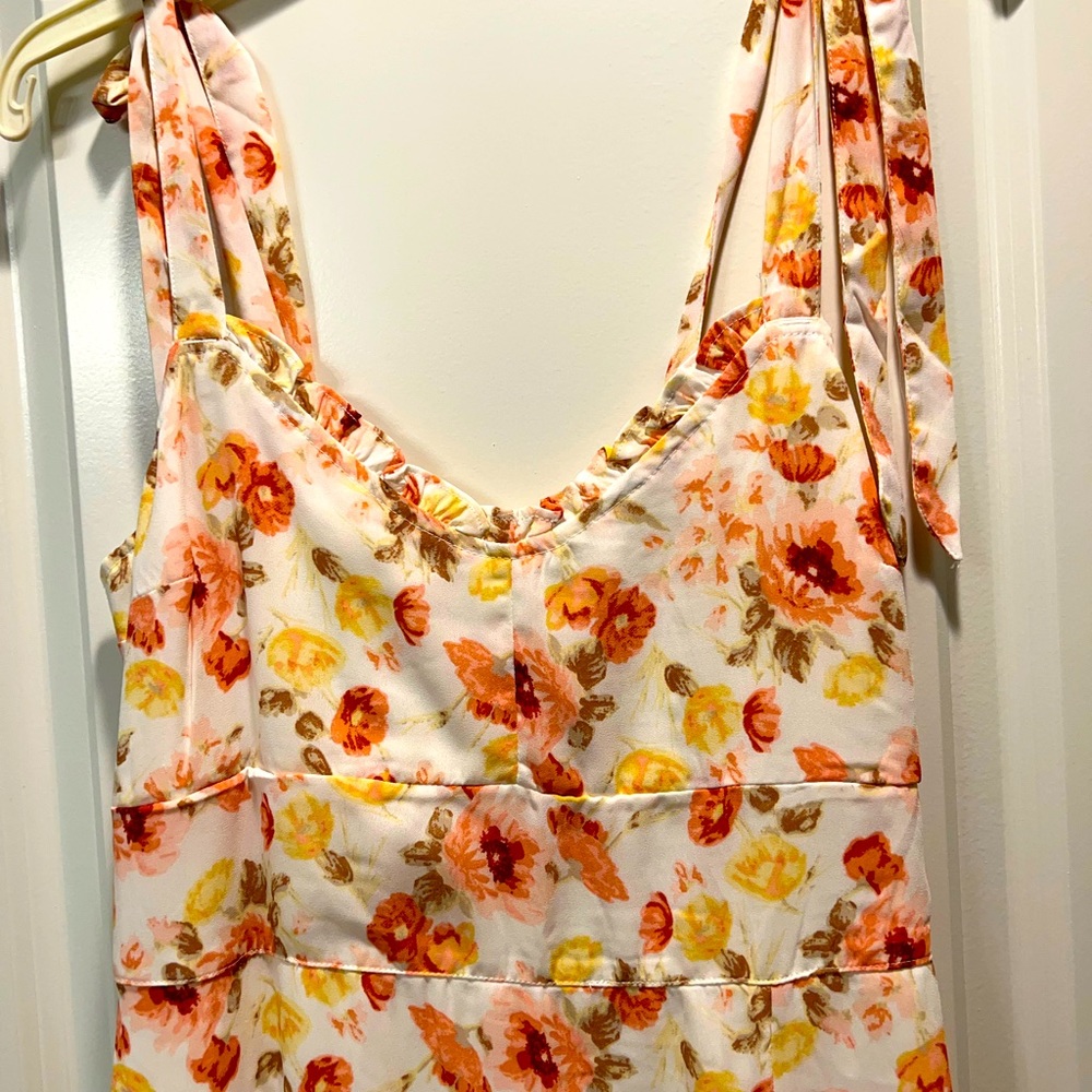 Abercrombie midi floral tie strap dress